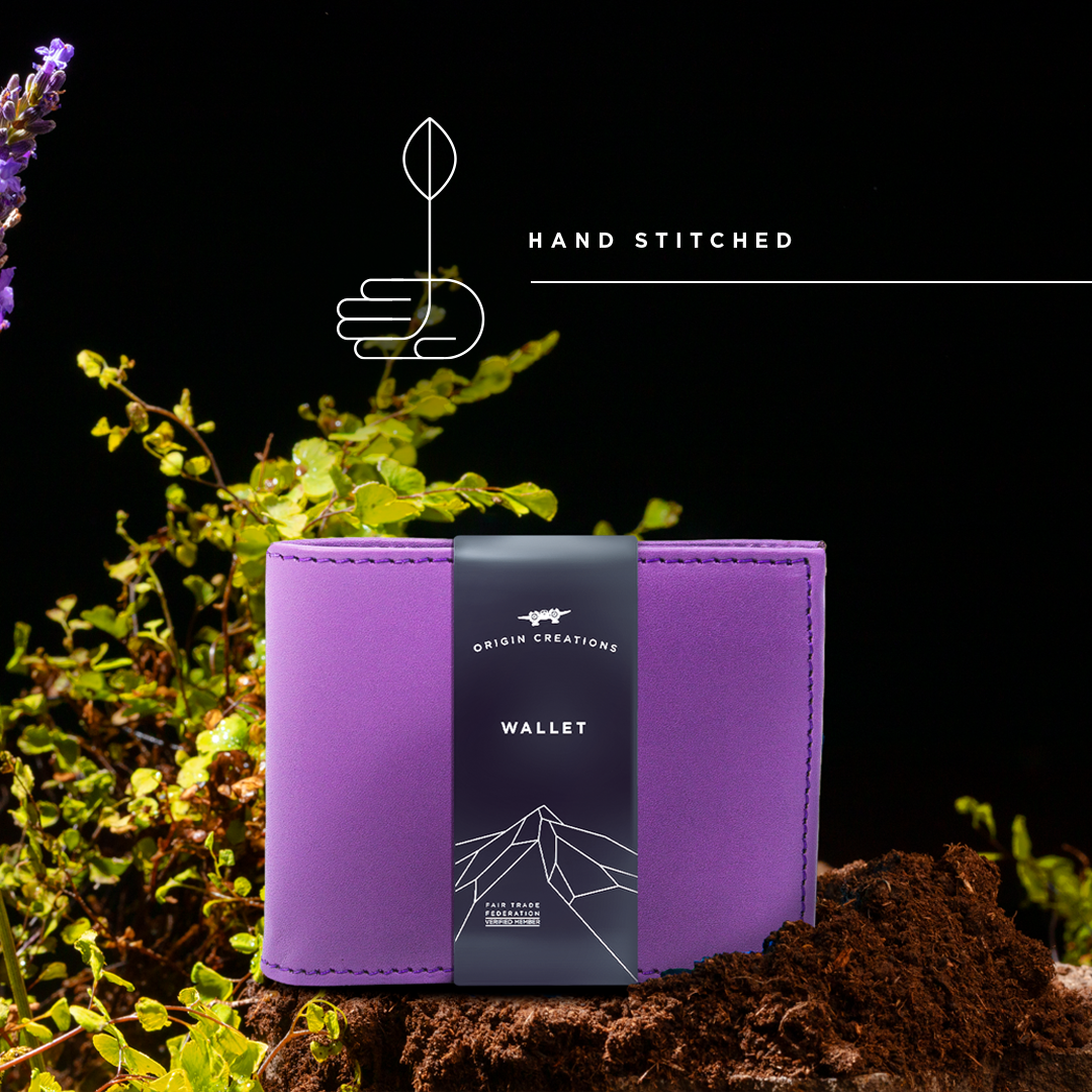 Bifold Leather Wallet - Purple