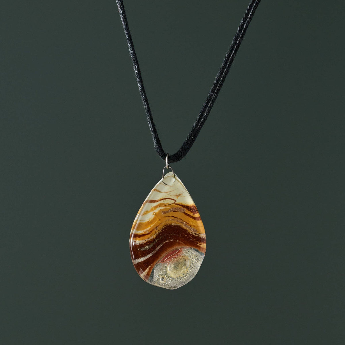 Fused Glass Teardrop Pendant Necklace