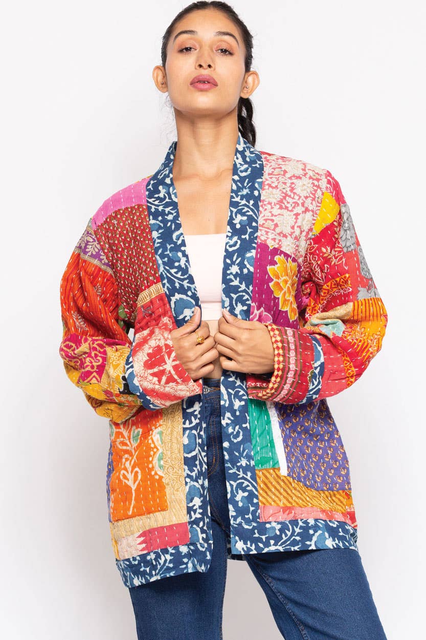 Reversible Kantha Quilted Saree Jacket