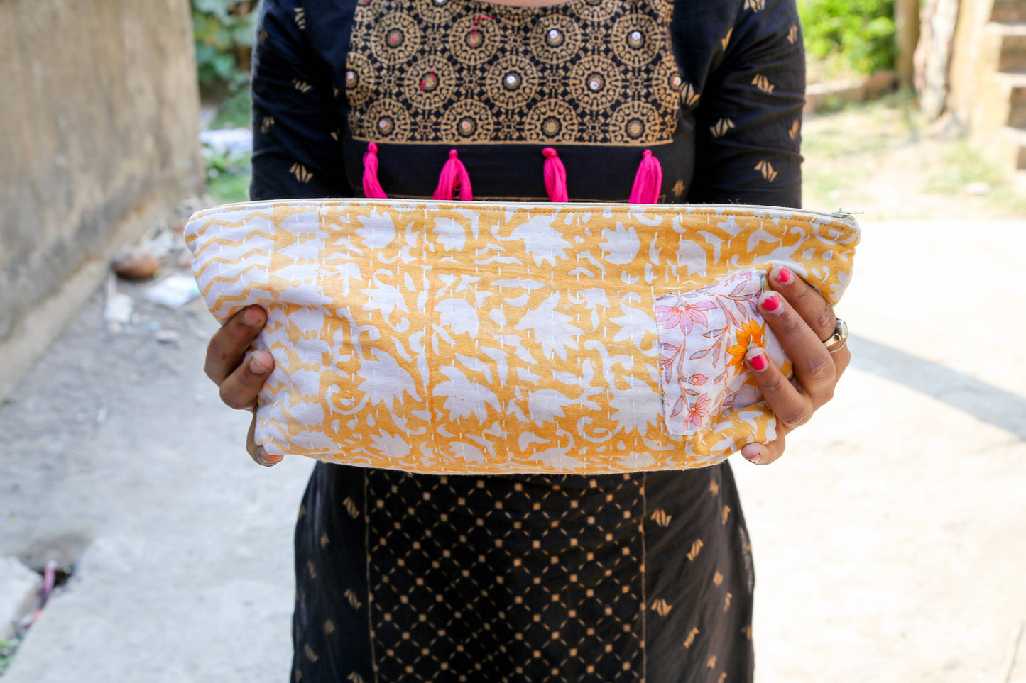 Kantha Cosmetic Bag-Extra Large