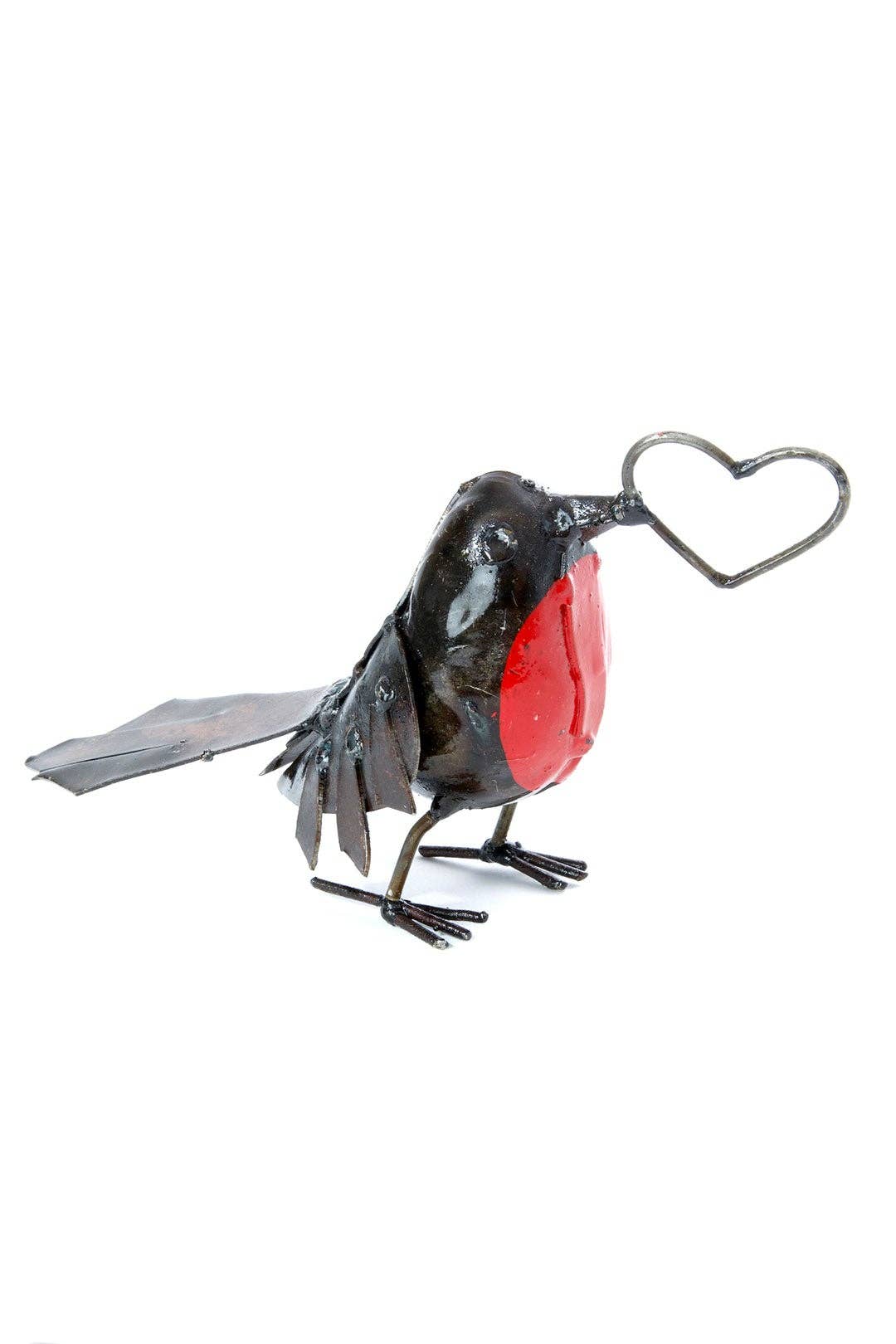 Recycled Metal Robin with Open Heart - Valentine's Day Gifts