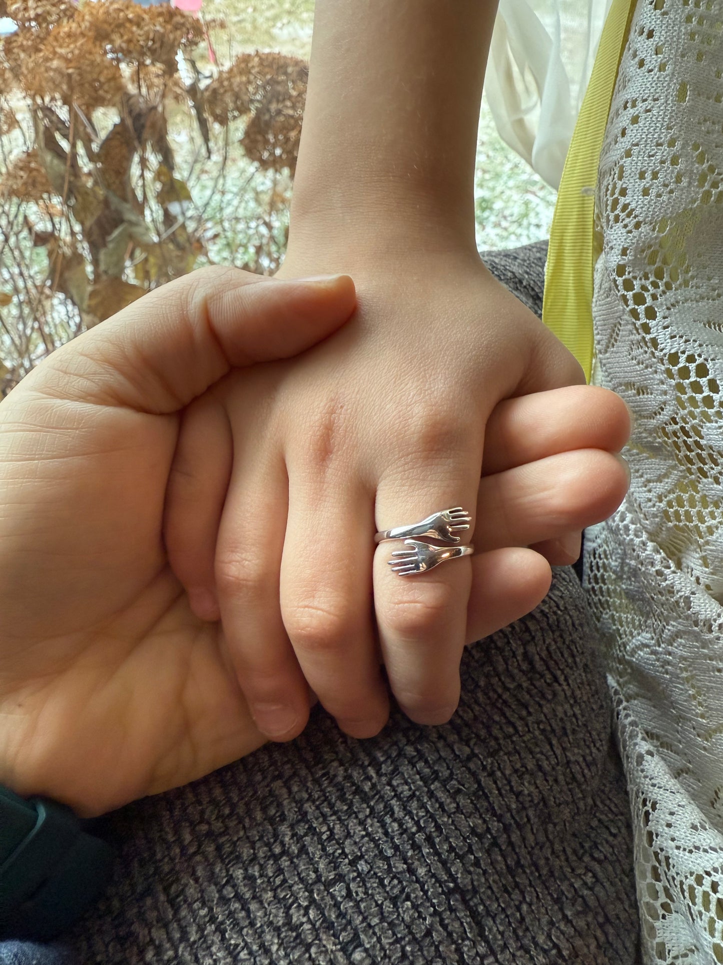 Hugging Hands Ring - Sterling Silver