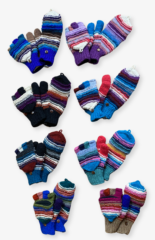 Handmade Fleece-Lined Glitten, Assorted Colors