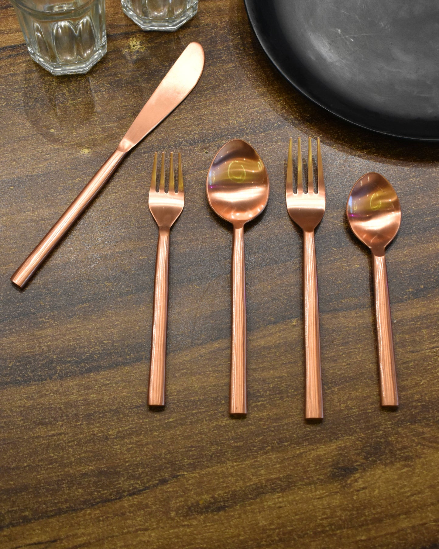 Stainless Steel Cutlery Set – Copper Plated