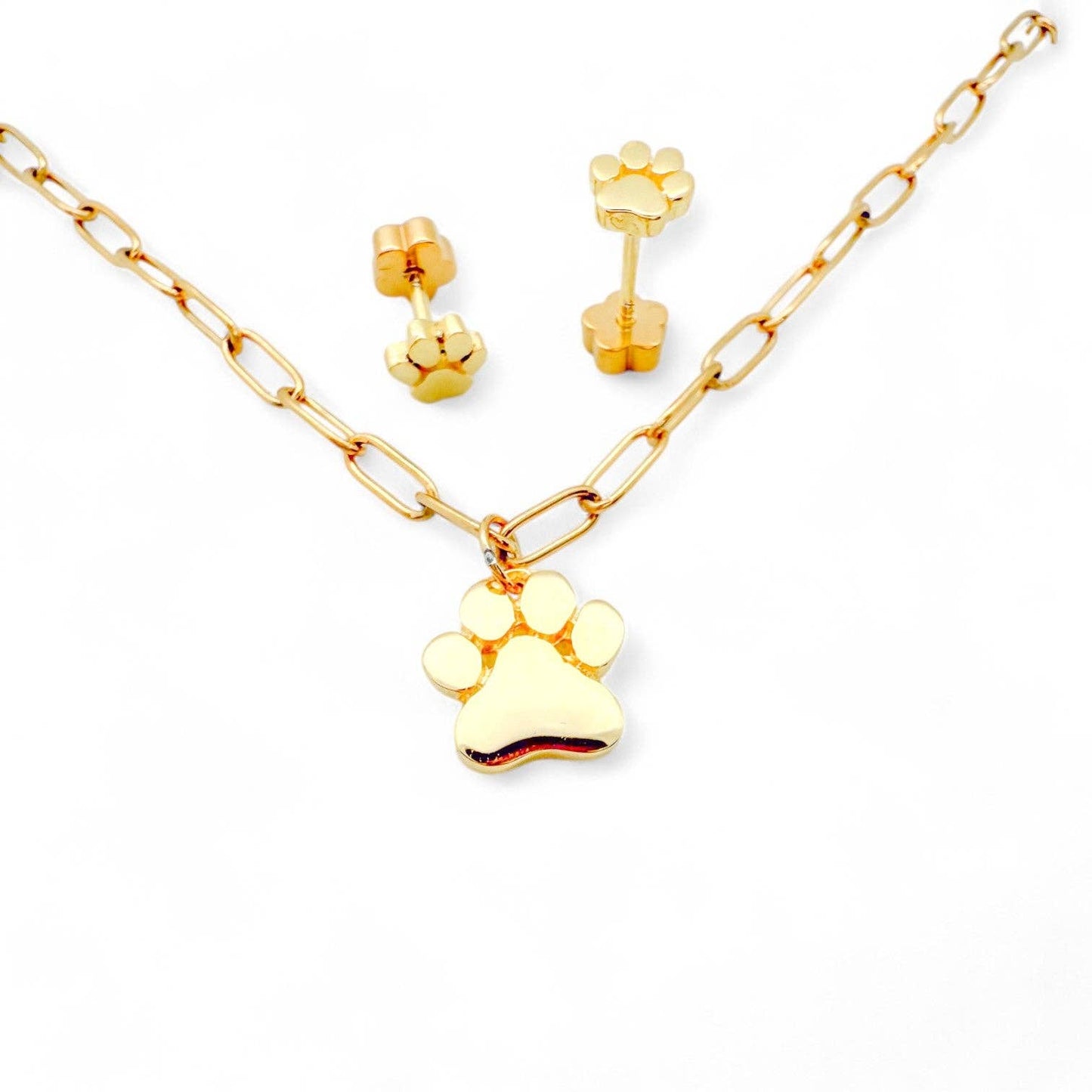 PAW PRINTS Kids Necklace & Earrings Set