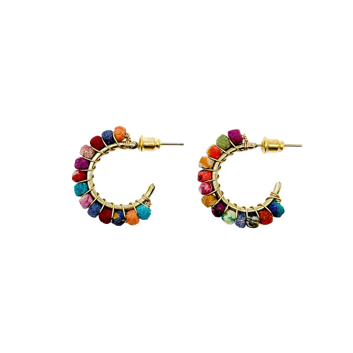 Saree Bead Mini Hoops