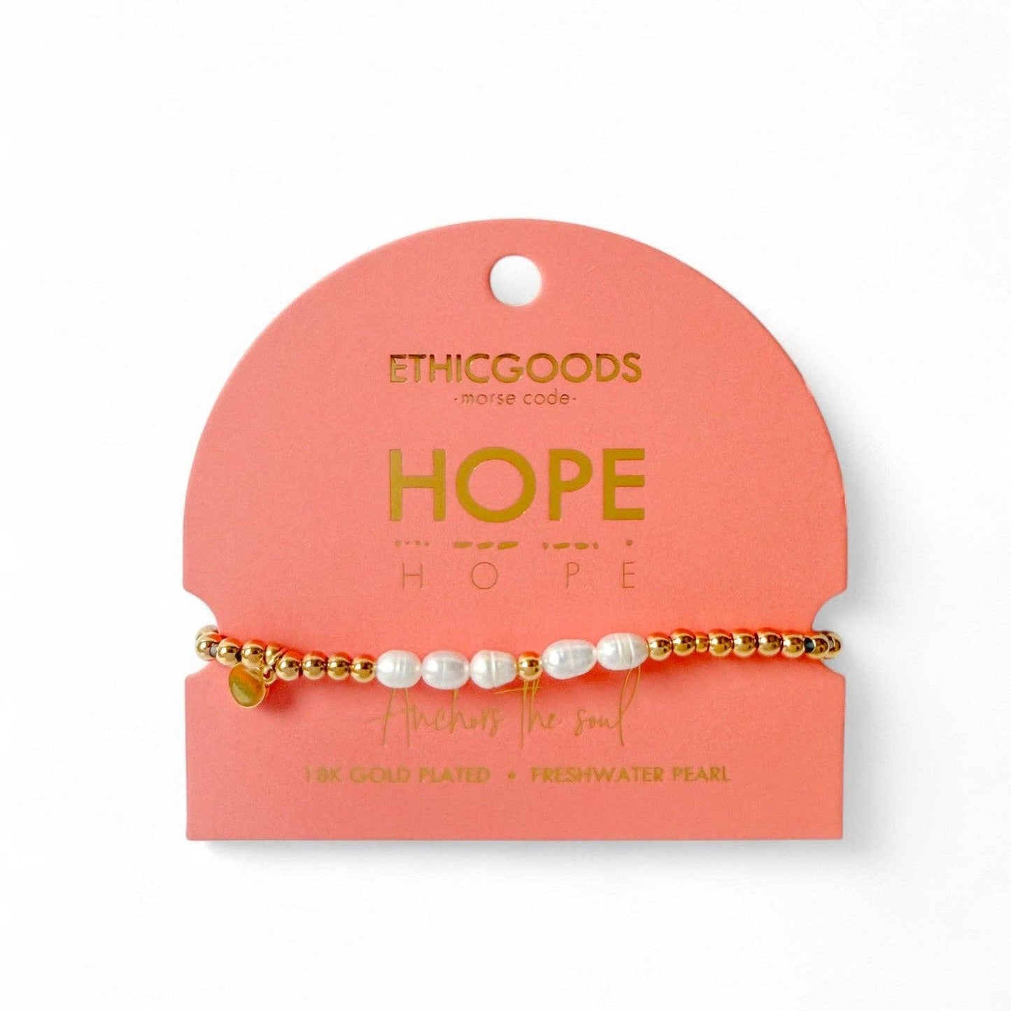 Morse Code Pearl & Gold Waterproof Beaded Bracelet | HOPE