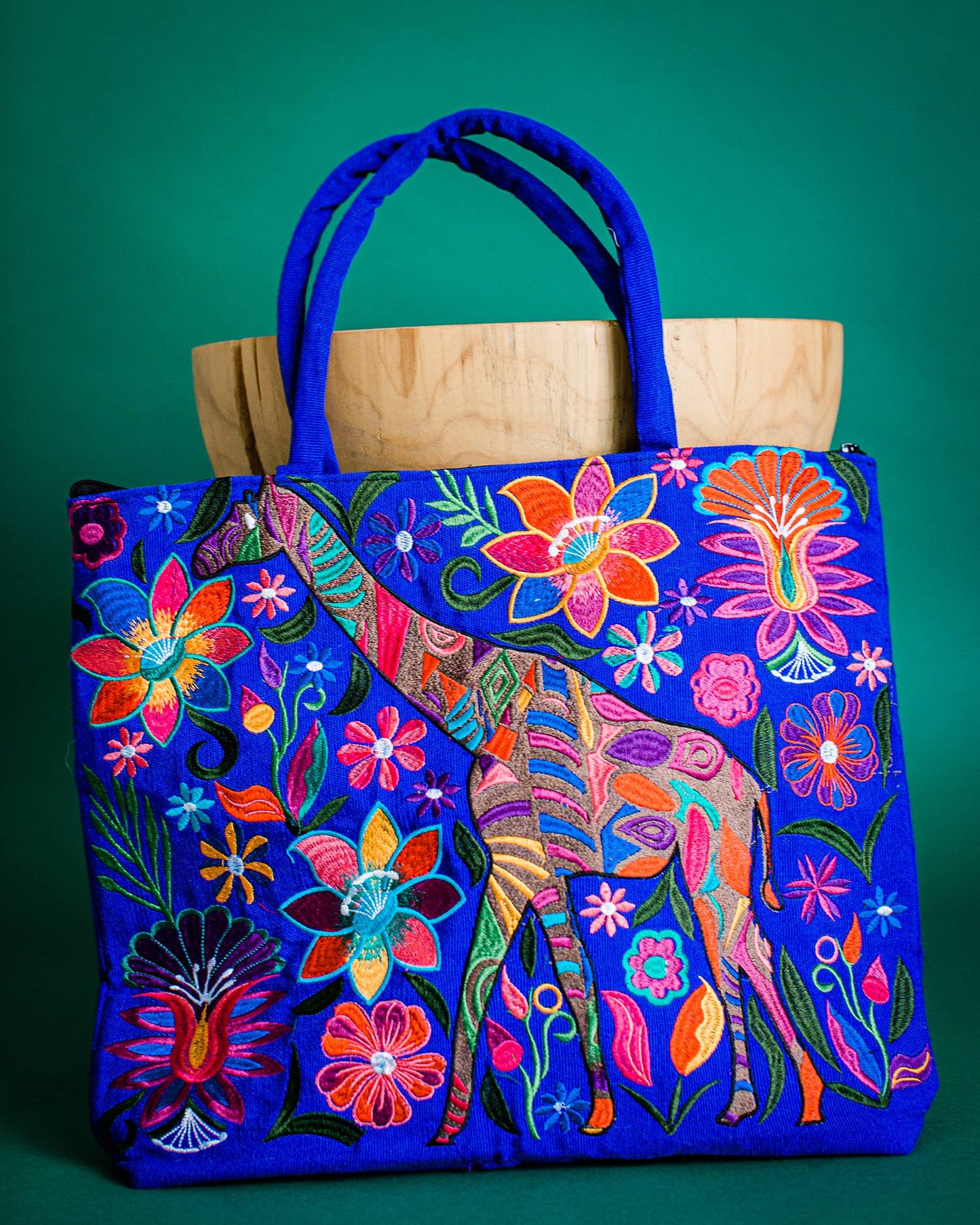 Giraffe Embroidered Tote Bag