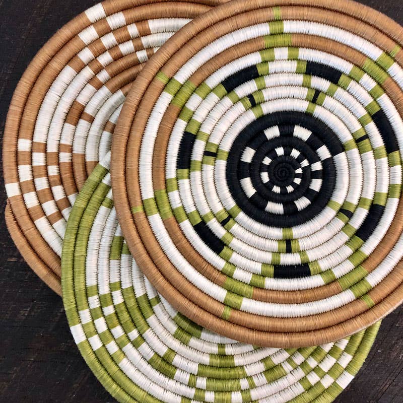 Hand Woven Trivets - Kaleidoscope-Green