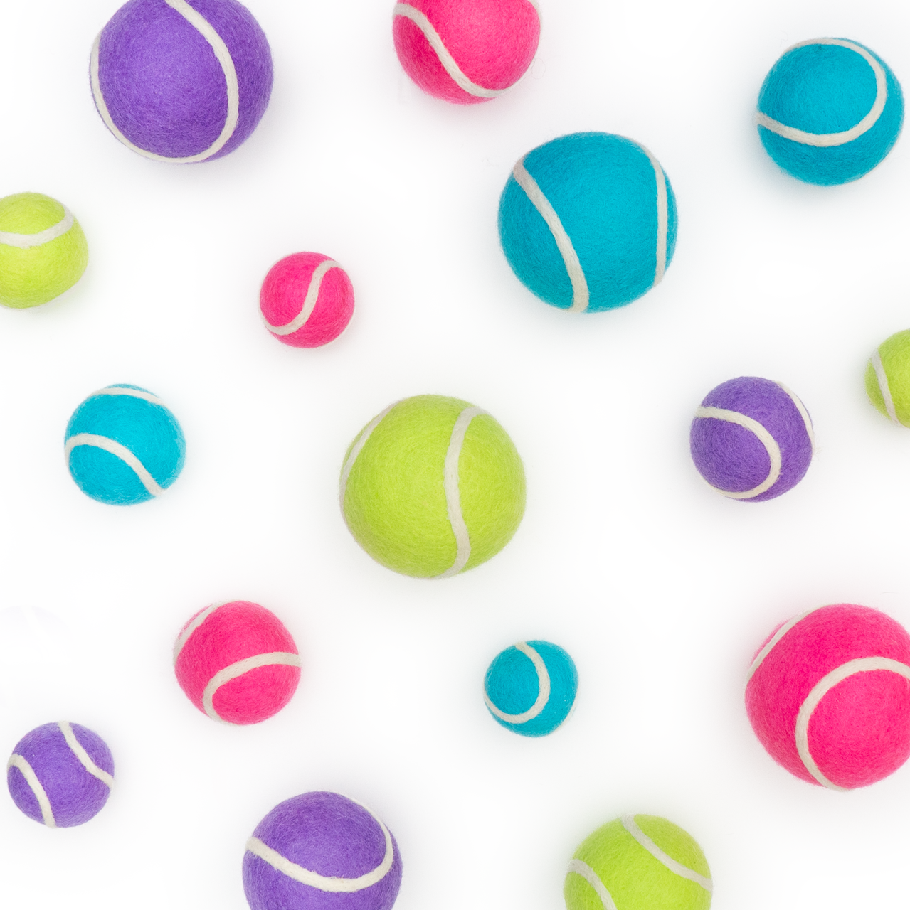 Pet Toy Tennis Wool Ball - Set of 2 - Dog Cat - TEAL & GREEN