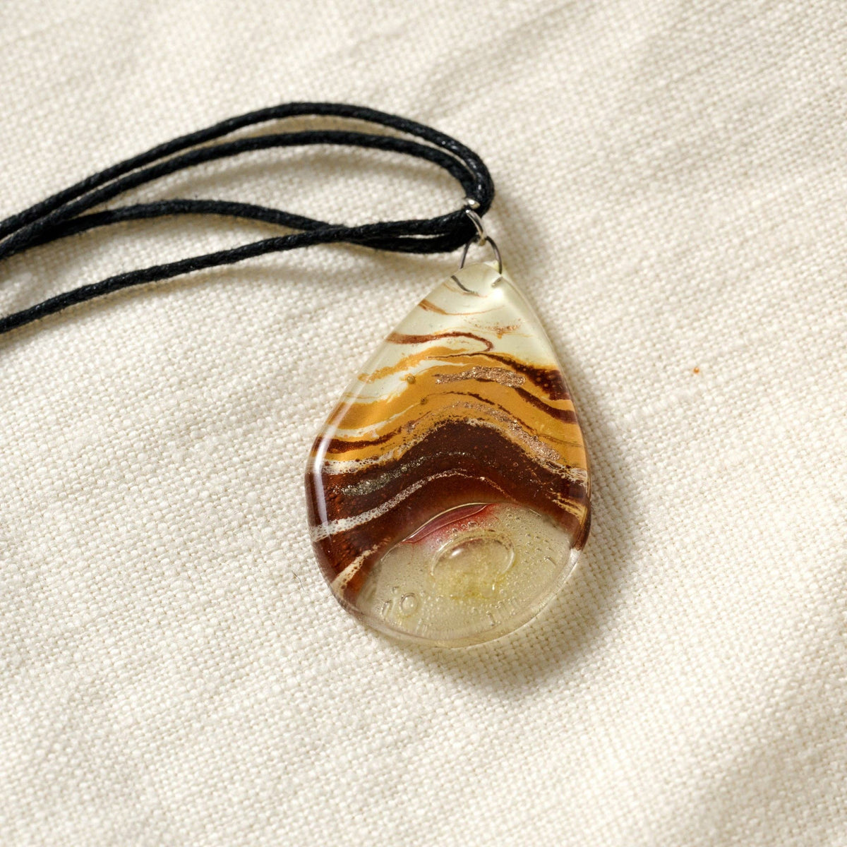Fused Glass Teardrop Pendant Necklace