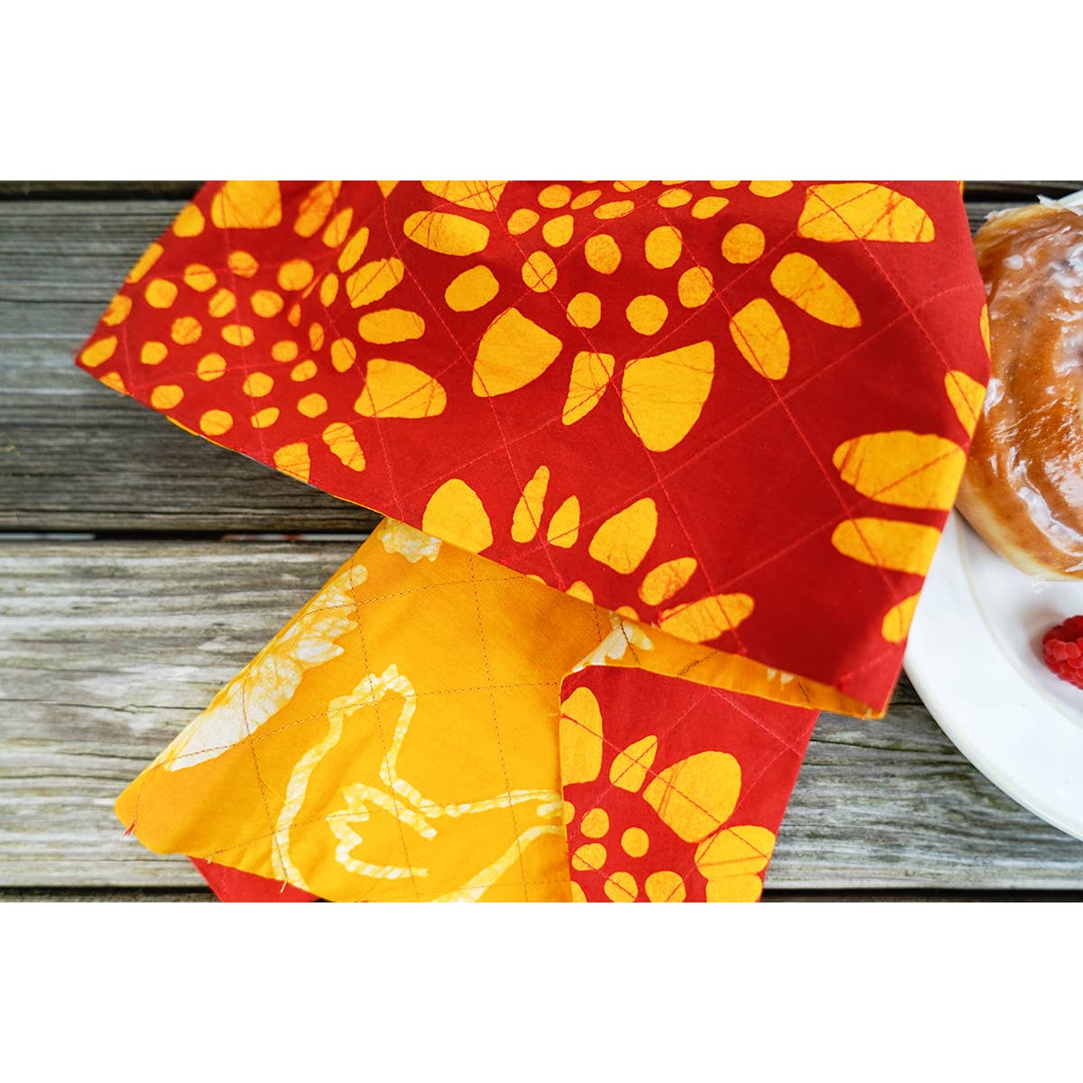 Tea Towels: Sunflower - Red-Organic