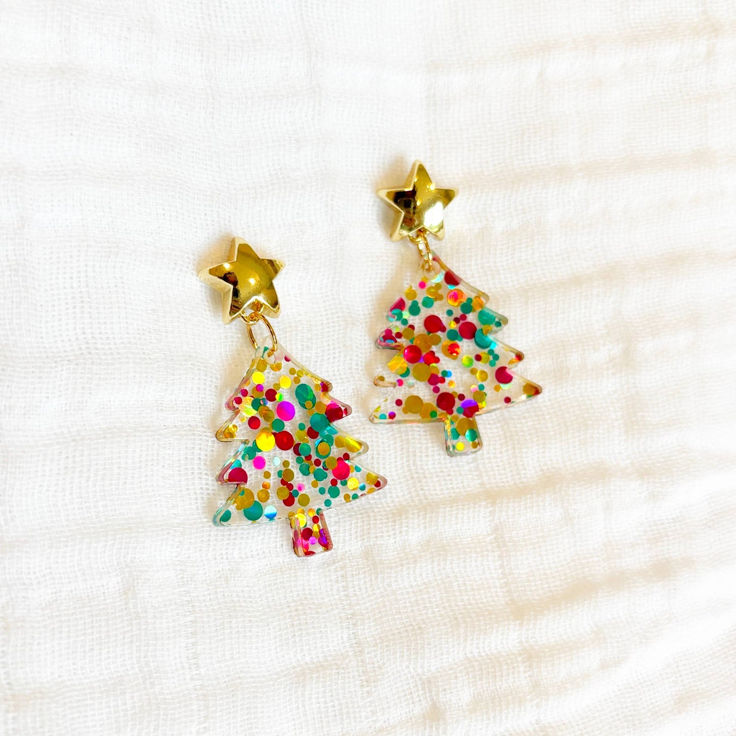 Christmas Tree Confetti Earrings