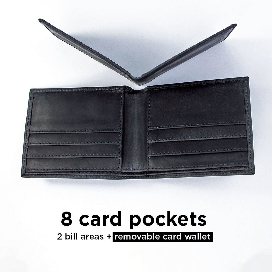Bifold Leather Wallet - Black