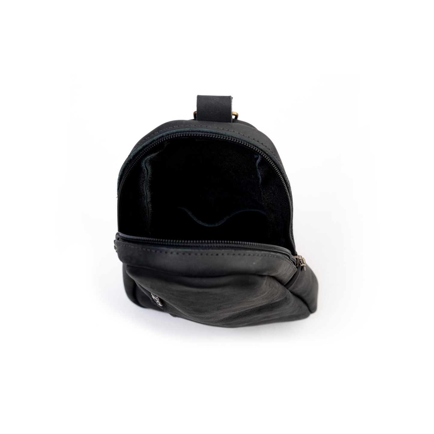 Black Leather Sling Bag