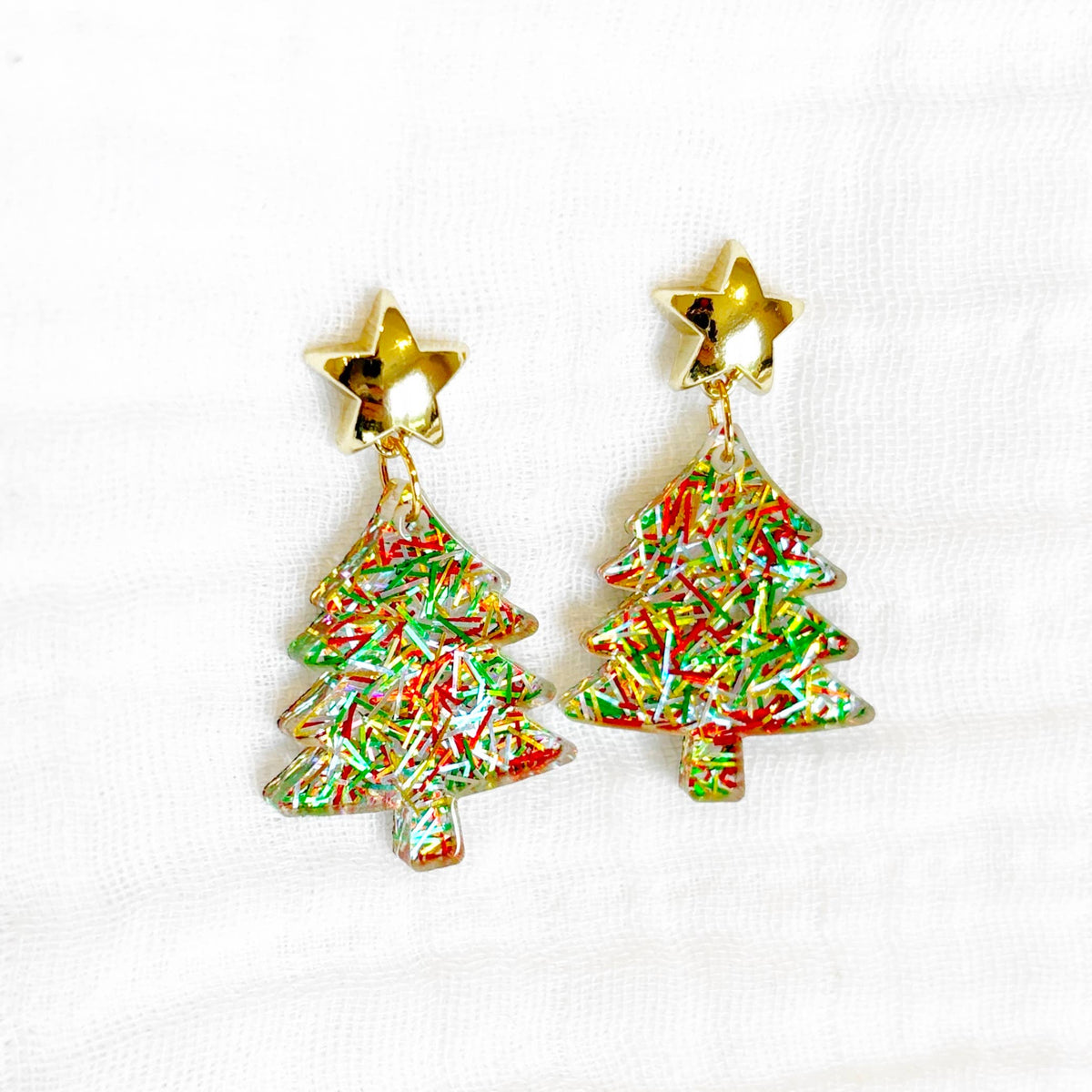 Christmas Tree Tinsel Earrings