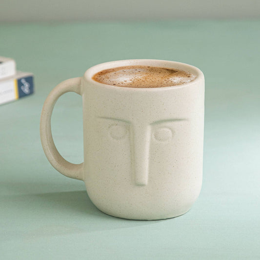Sculpted Face Ceramic Coffee Mug