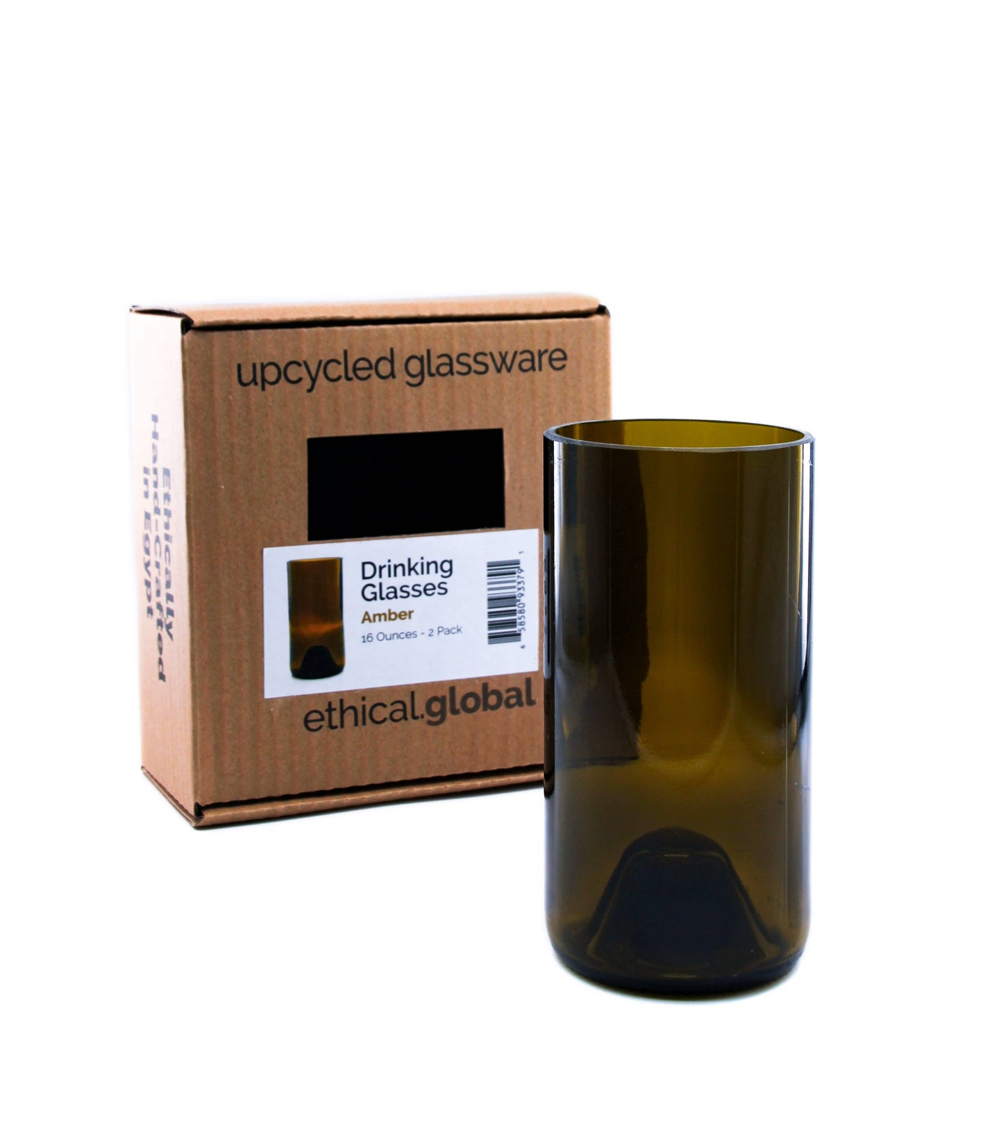 Plain Drinking Glasses Upcycled 2 Pack - 12 oz