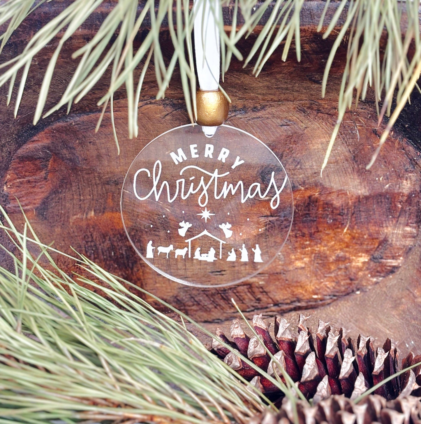 Etched Acrylic Merry Christmas Ornament