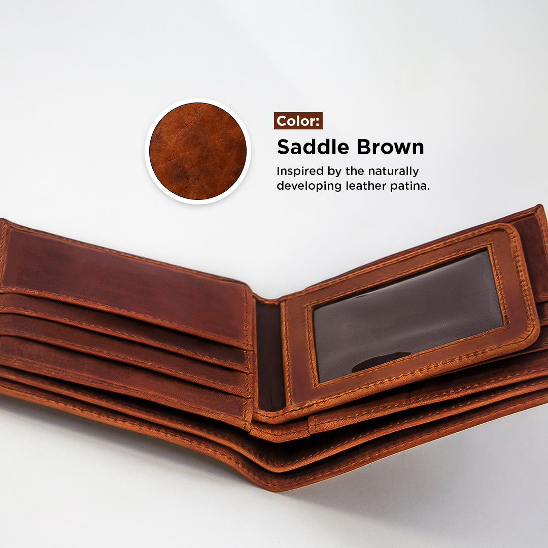 Bifold Leather Wallet - Saddle Brown