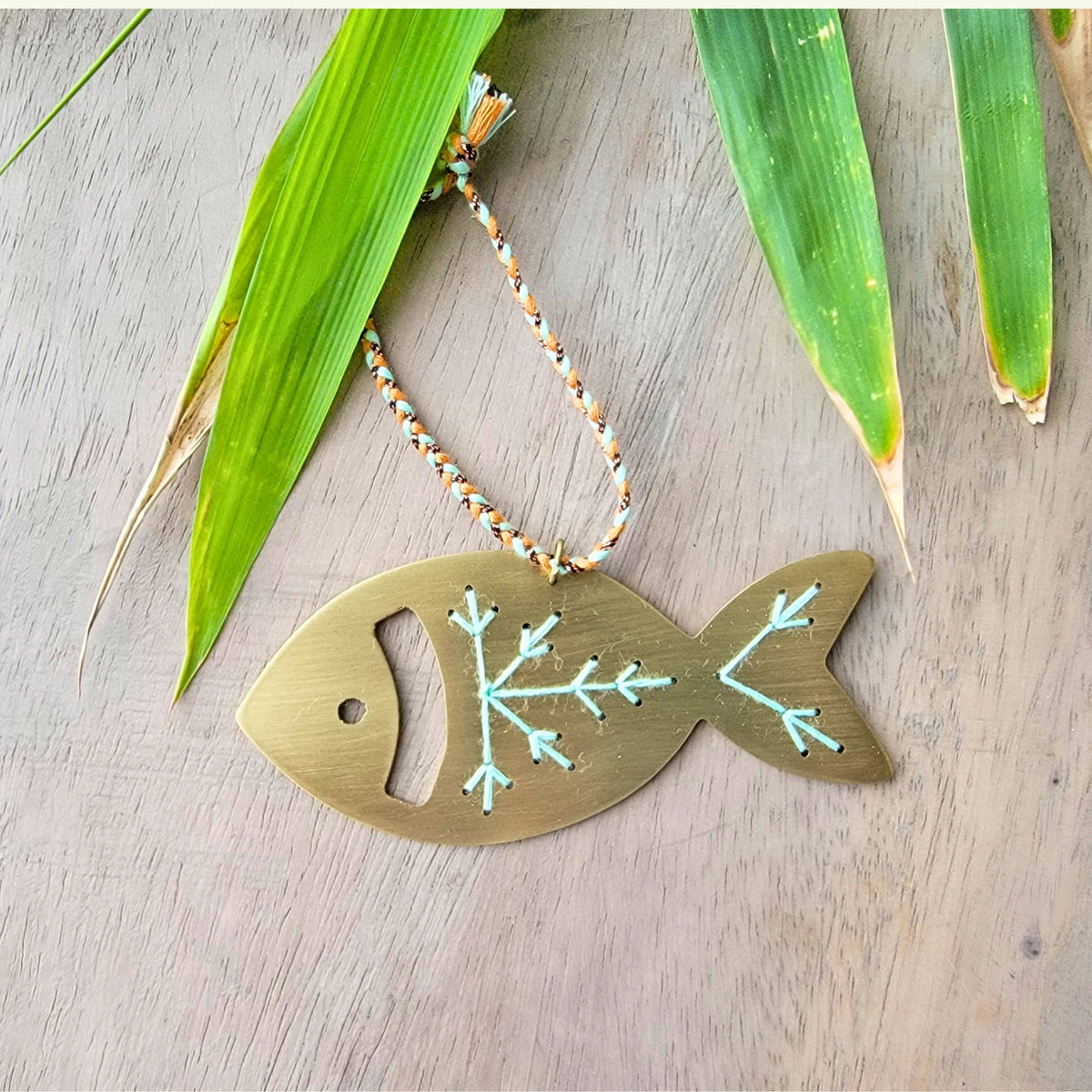 Embroidered Brass Fish Ornament