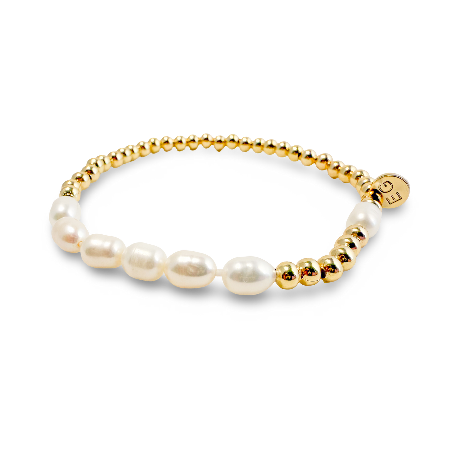 Morse Code Pearl & Gold Waterproof Beaded Bracelet | MOTHER
