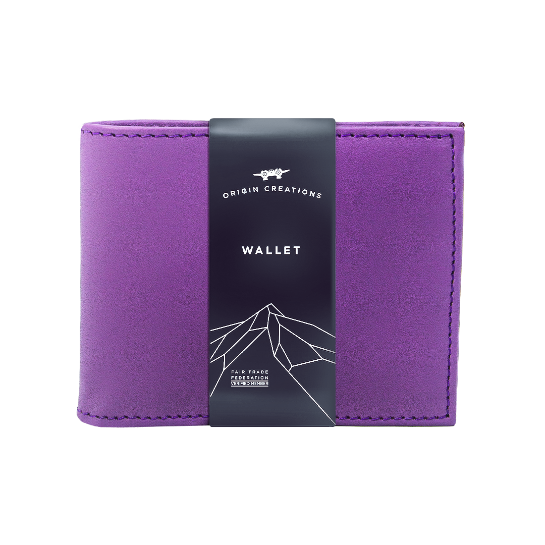 Bifold Leather Wallet - Purple