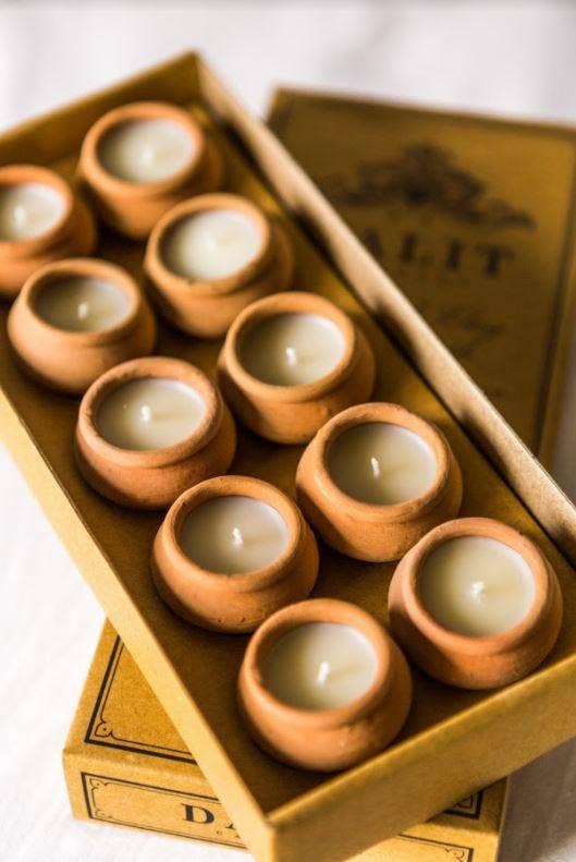 Dalit Goods Terracotta Beeswax Tea Light Candles - Box of 10