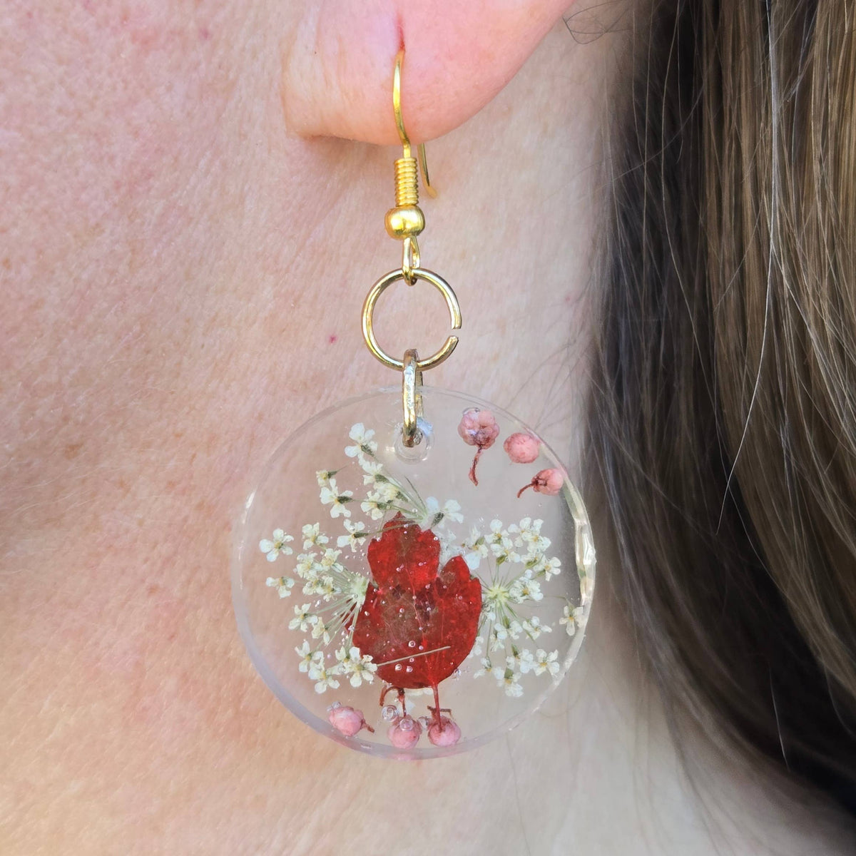 Red Leaf + Lace Earrings