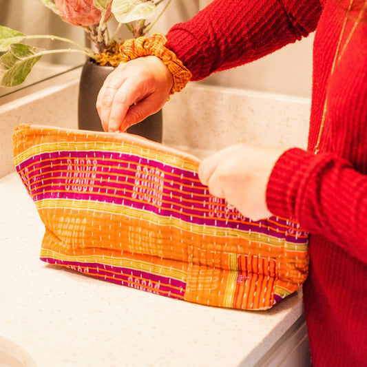 Kantha Cosmetic Bag-Extra Large