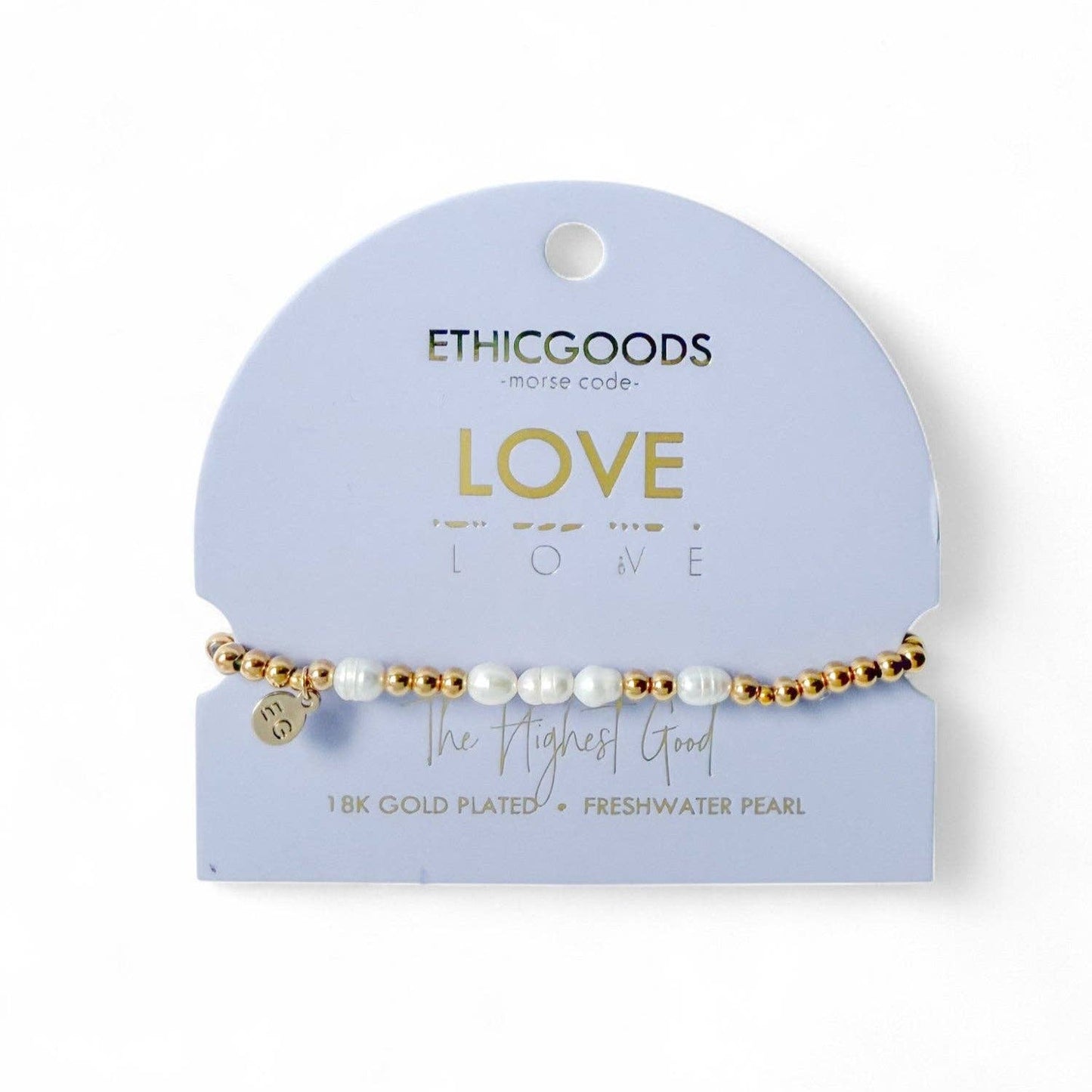 Morse Code Pearl & Gold Waterproof Beaded Bracelet | LOVE