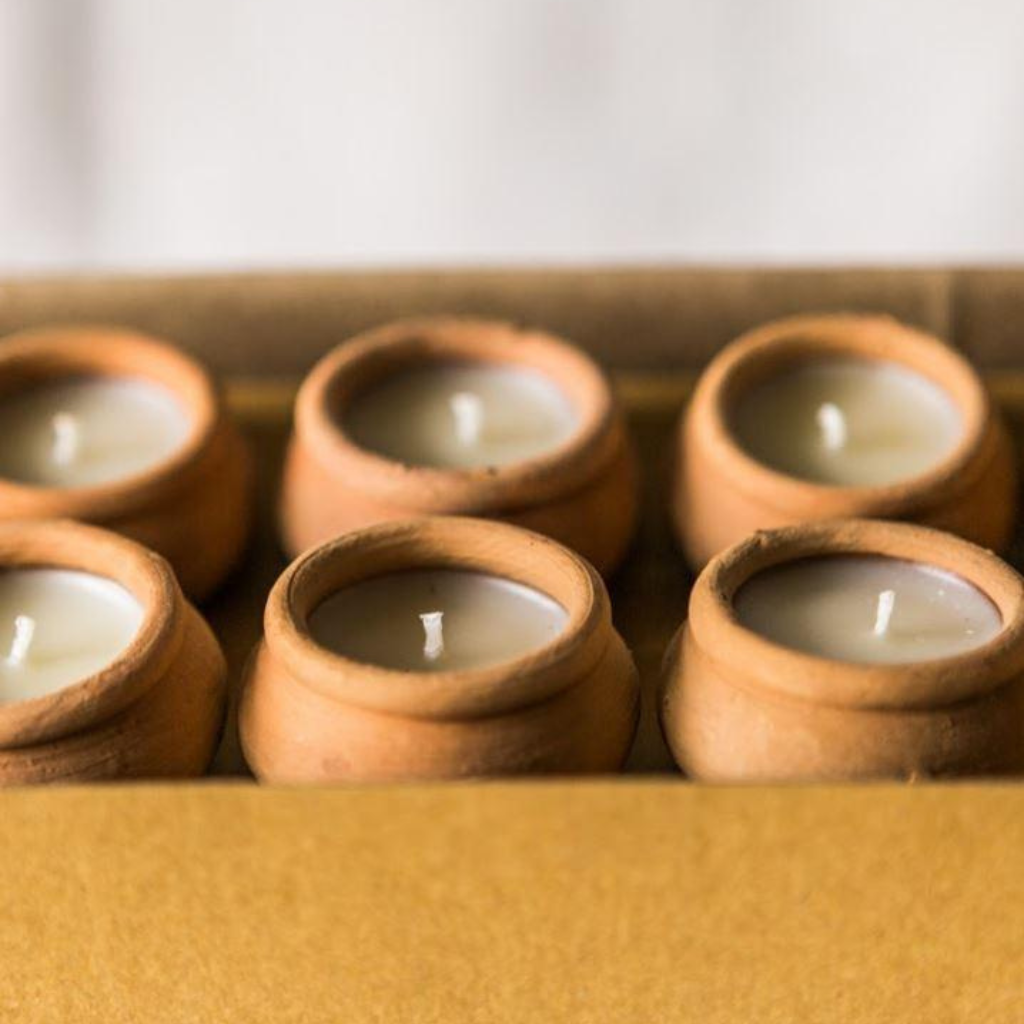 Dalit Goods Terracotta Beeswax Tea Light Candles - Box of 10