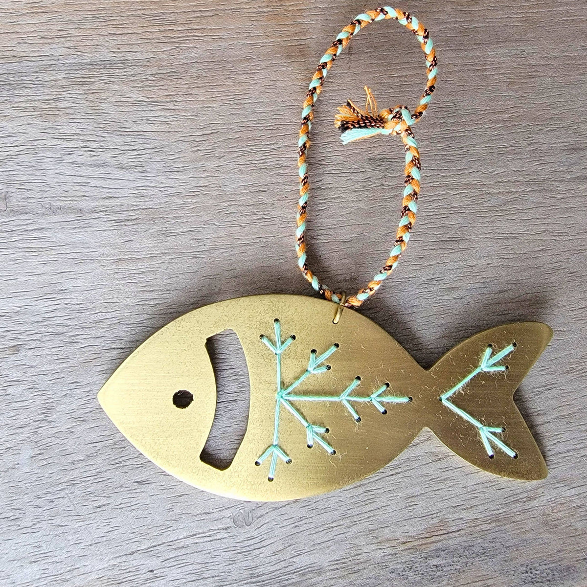 Embroidered Brass Fish Ornament