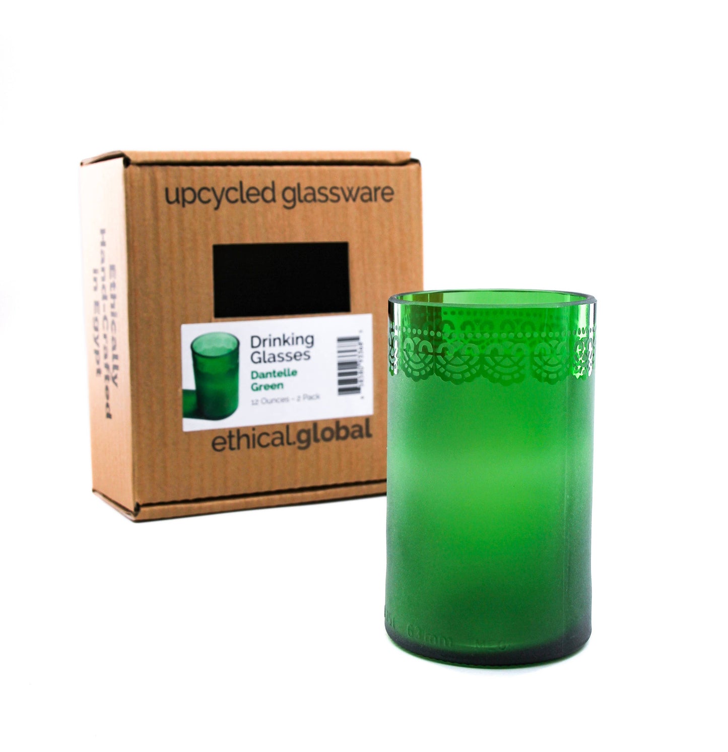 Dantelle Drinking Glasses Upcycled 2 Pack (12 oz)