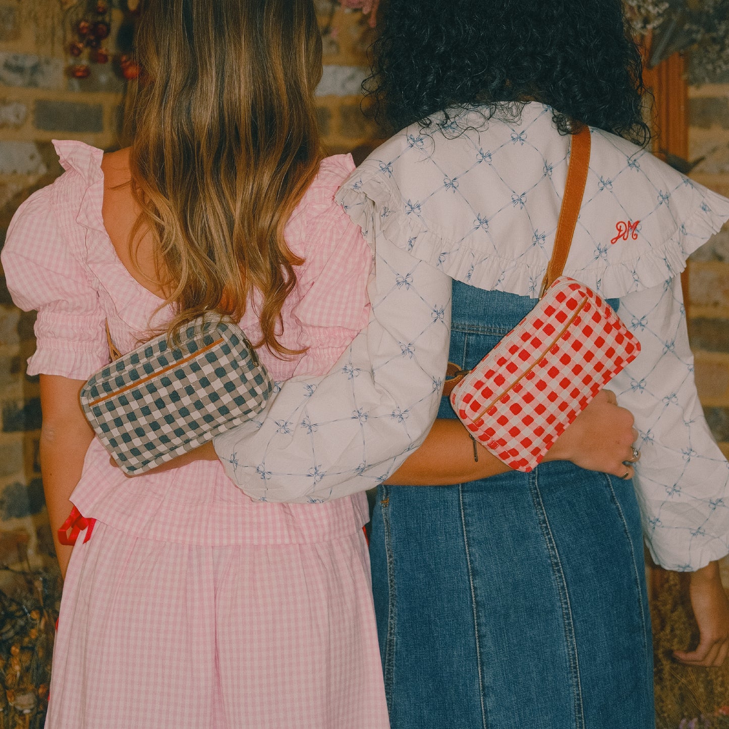Block Print Belt Bag - Tomato Gingham