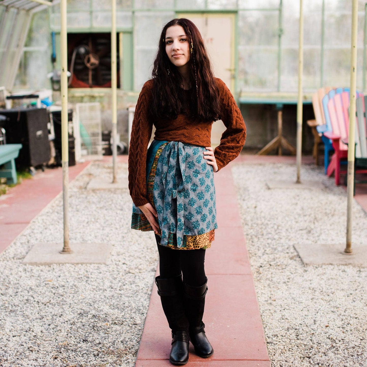 Knee-Length Sari Wrap Skirts