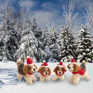 Holiday Pups Eco Wool Ornament - Set of 2