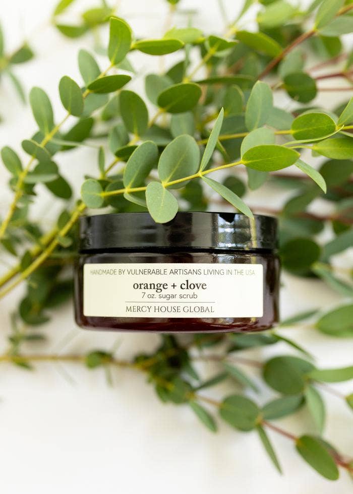 Orange + Clove | 7oz Sugar Scrub in Apothecary Jar + Spoon