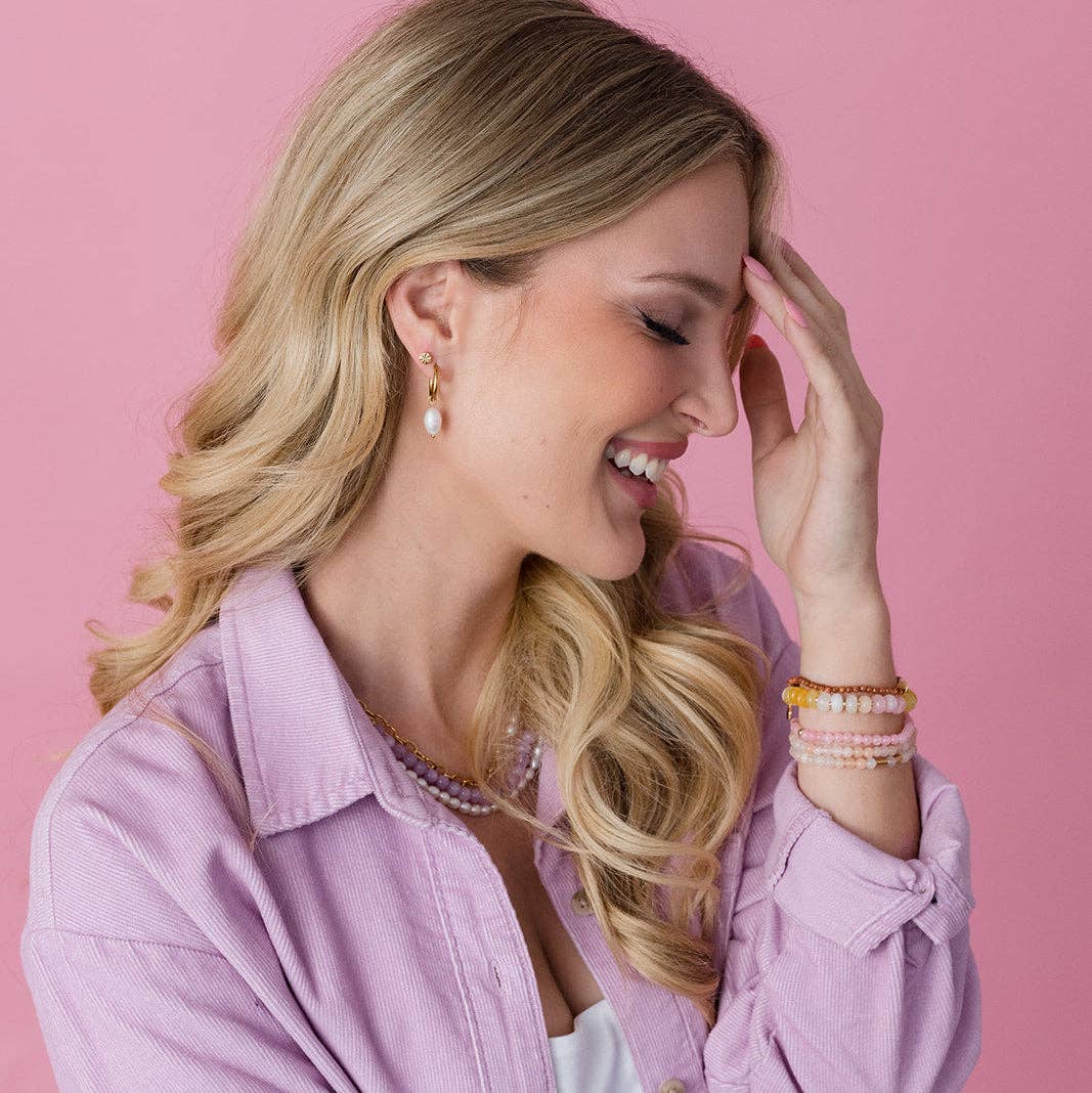 Drop Pearl Hoop Earrings