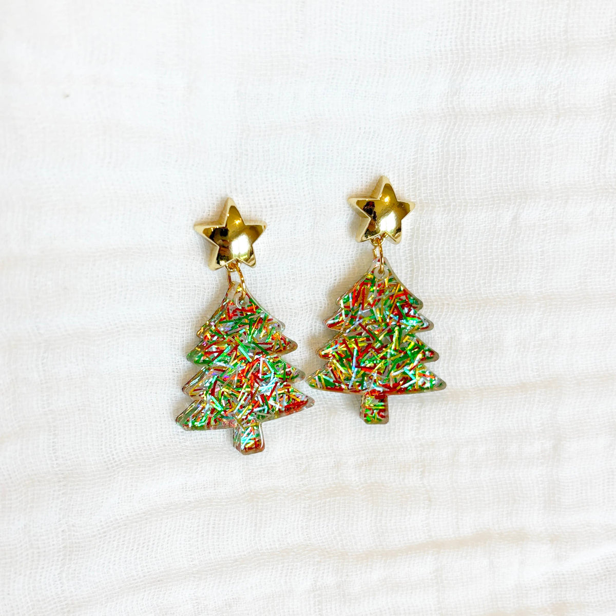 Christmas Tree Tinsel Earrings