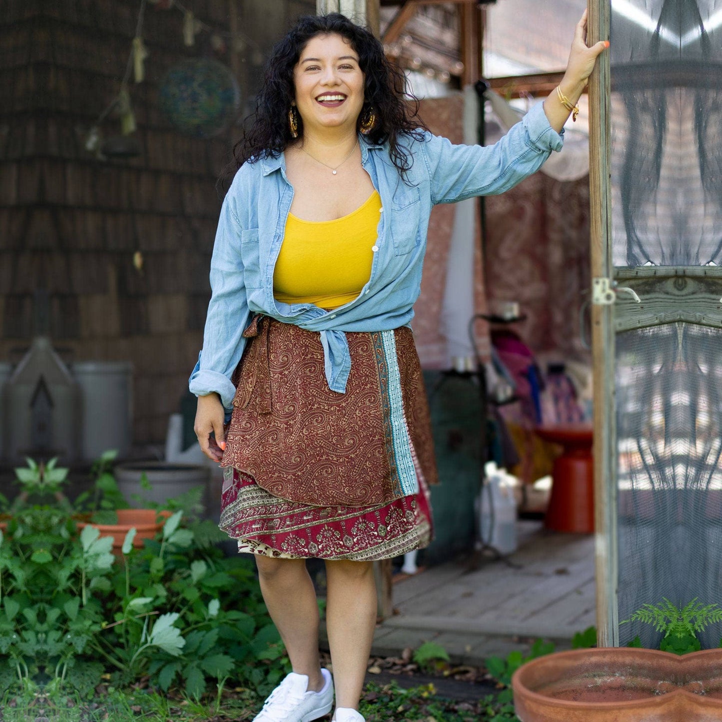 Knee-Length Sari Wrap Skirts