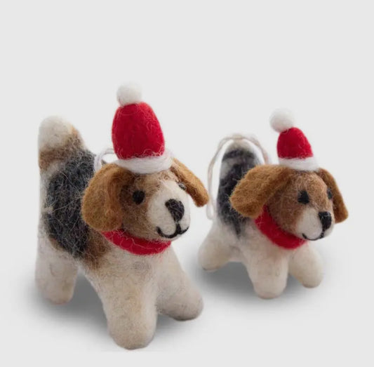 Holiday Pups Eco Wool Ornament - Set of 2