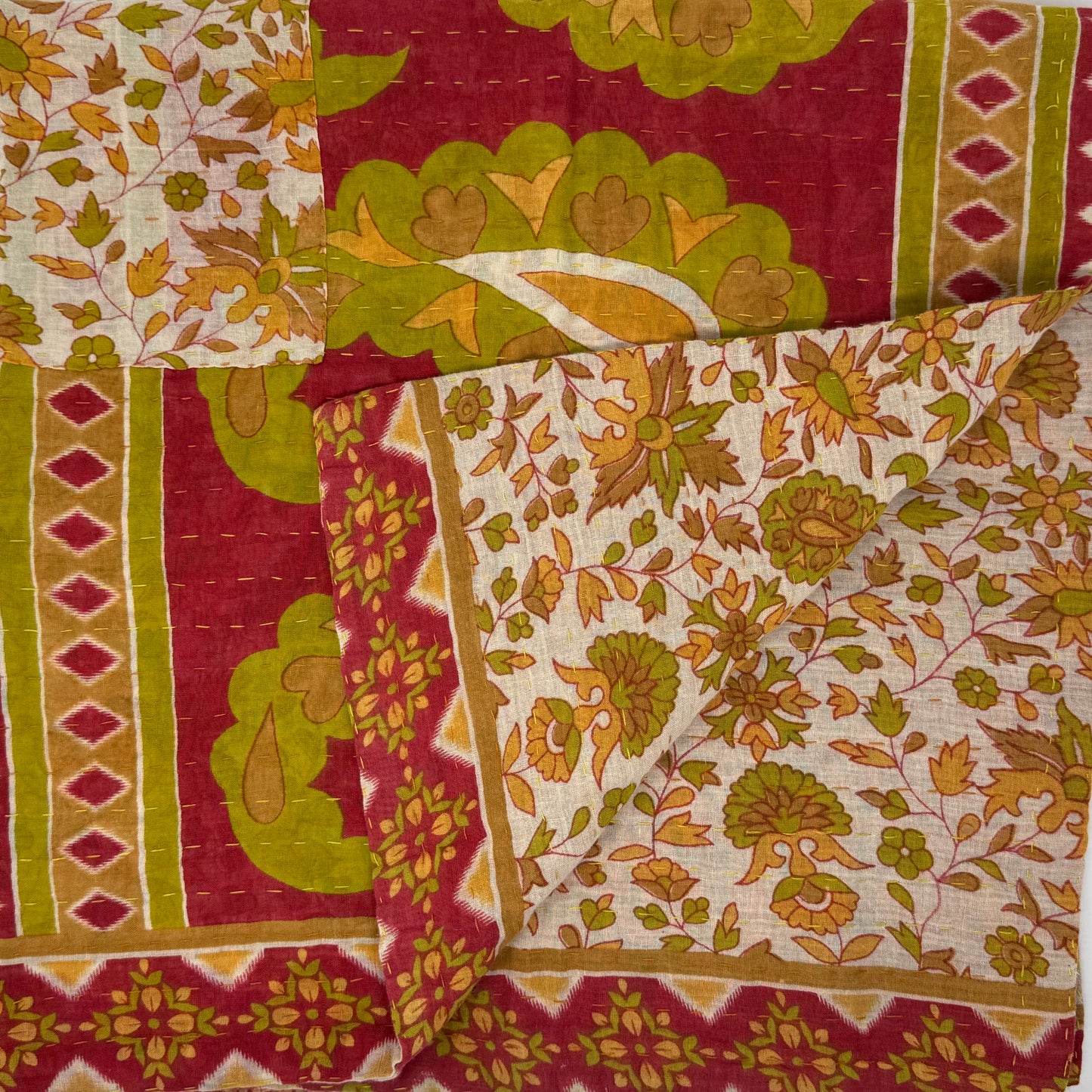 Mini Kantha Throw Blanket