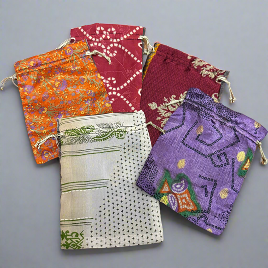 Upcycled Saree Gift Bags (Set of 5 Small)