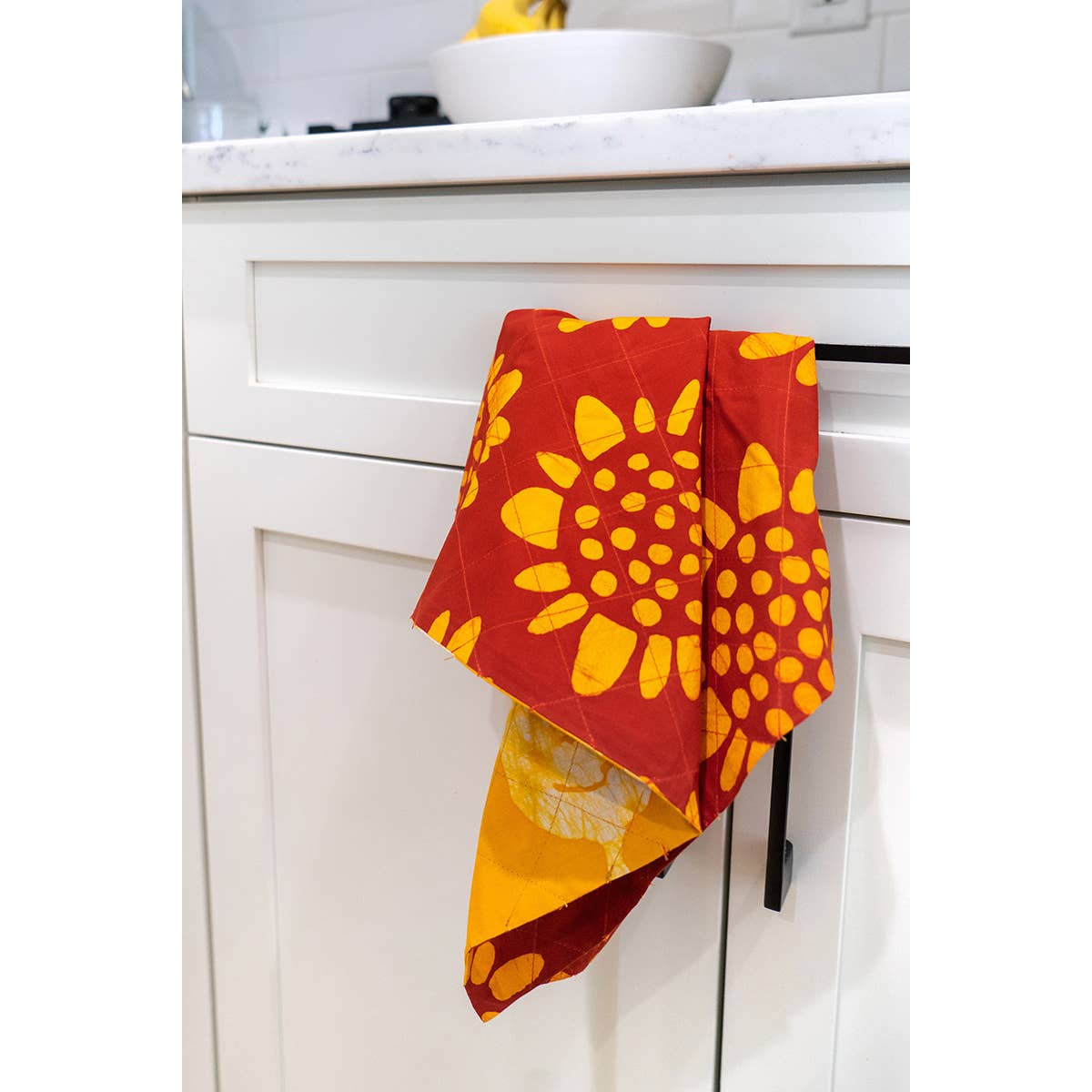 Tea Towels: Sunflower - Red-Organic