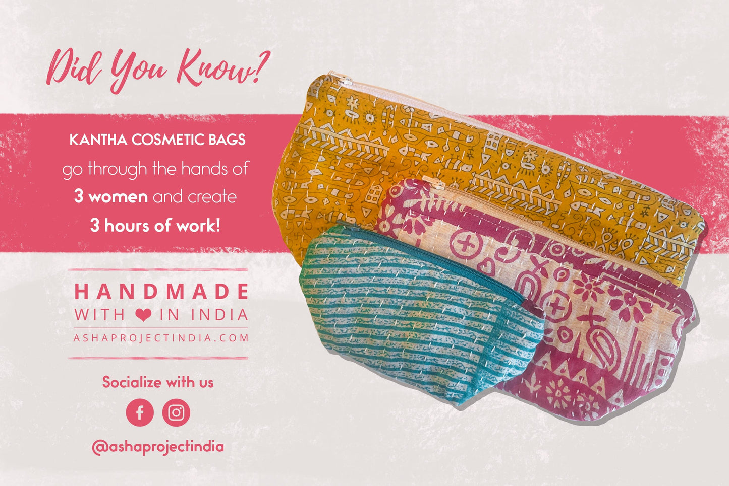 Kantha Cosmetic Bag-Extra Large