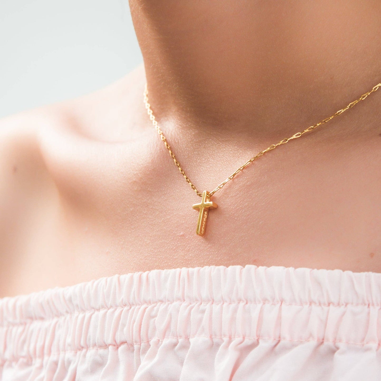 Courage Cross Necklace: Gold