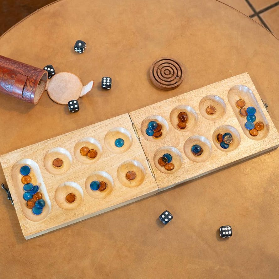 Mancala Wooden Game Set - Hand Carved Mango Wood