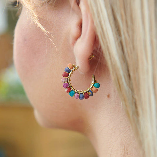 Saree Bead Mini Hoops