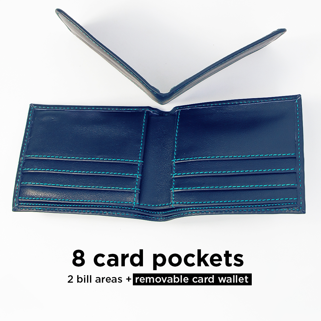 Bifold Leather Wallet  - Ocean Navy